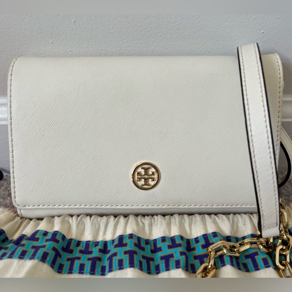 Tory Burch Cream Crossbody Bag with Gold Accents